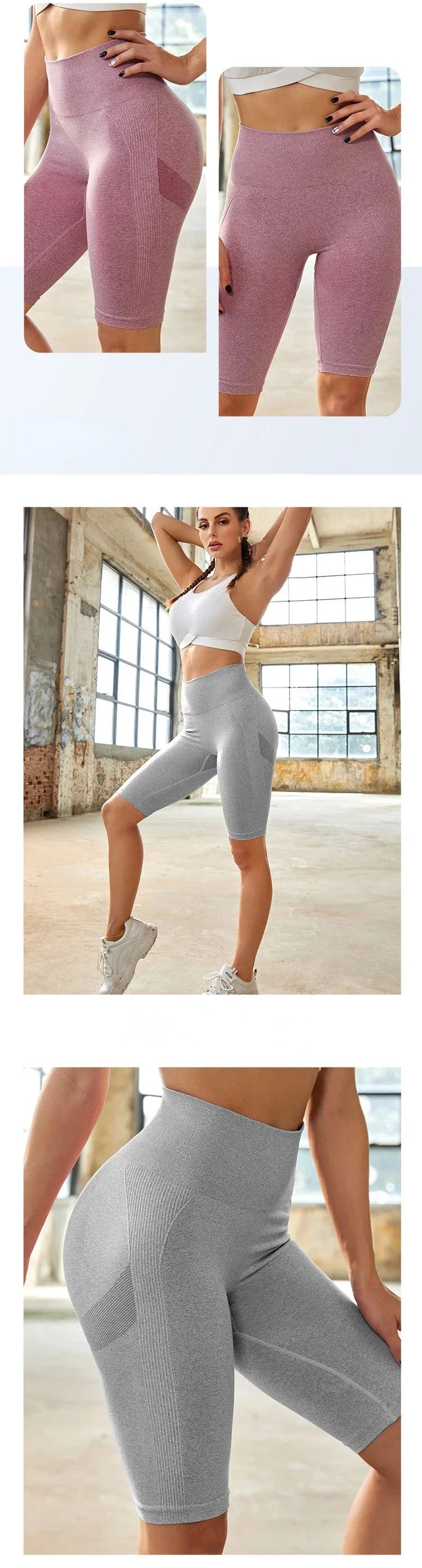 Sports High Waist Shorts Seamless Fitness Yoga Shorts High Elastic Slim Gym Trainning Leggings Hip Liftting Knit Leggings