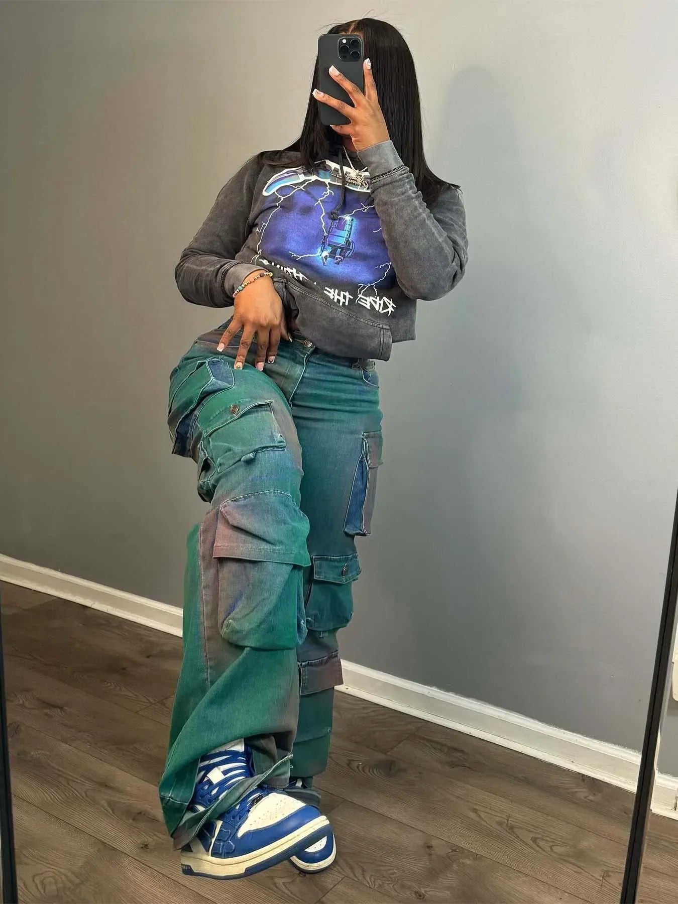 Jeans Women Straight Denim Cargo Pants High Stretch Loose Vintage Multi Pocket Button Denims 2024 Casual Distressed Trousers
