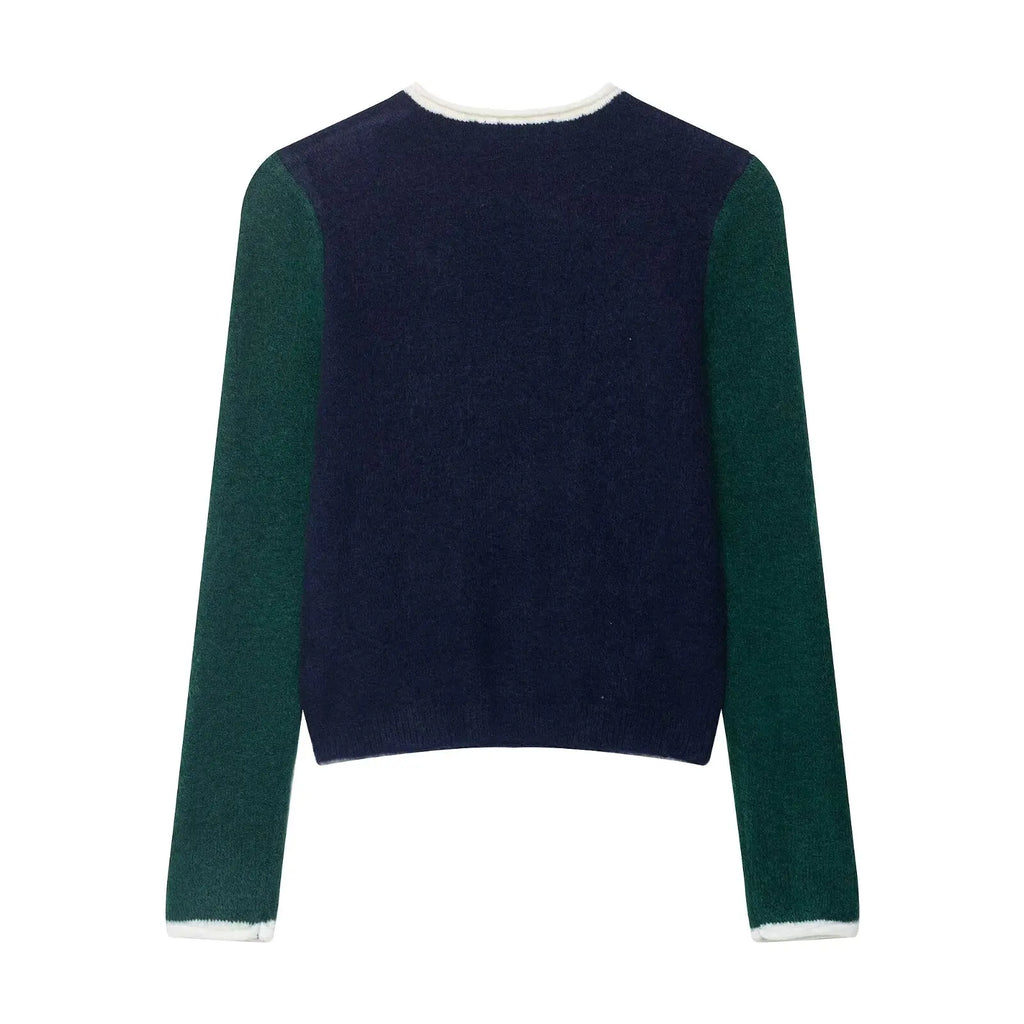 TFAFXY Women's 2025 Autunm Patchwork Knit Sweater Blend Fashion Ladies Loose Knitwear Pullover Top ﻿