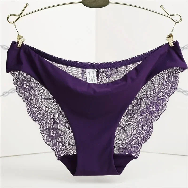 Women's Invisible Underwear Spandex Crotch Intimate Women Sexy Lace Black Floral Panties Seamless Panty
