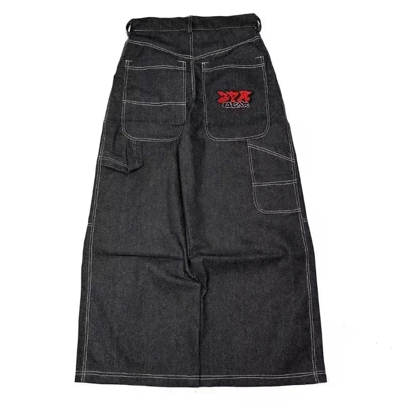 American Street Fashion Trend Big Pocket Loose Jeans Women Harajuku Y2K New Hip Hop Vintage Oversized Jeans Unisex Mopping Jeans