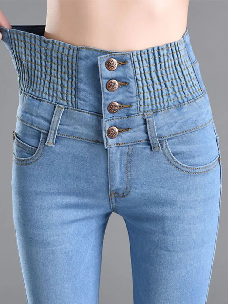 Skinny High Waist Pencil Jeans Women Oversize 40 Korean Casual Stretch Denim Pants Spring Fall Streetwear New Chic Vaqueros 2024