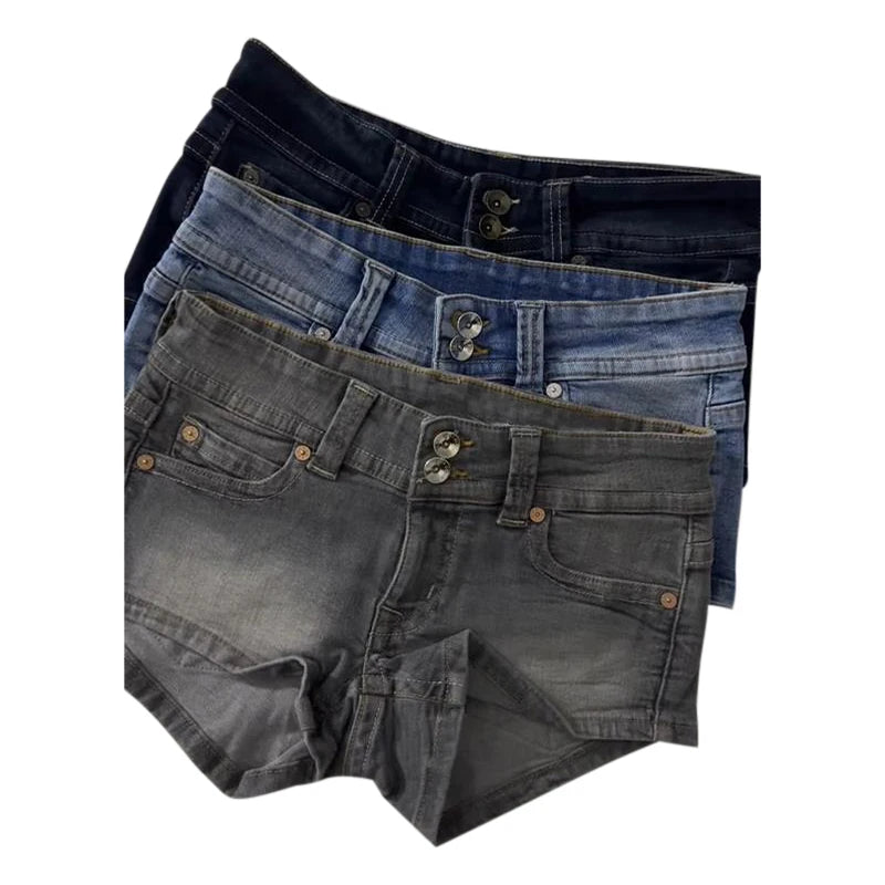 Summer Sexy Woman Denim Mini Pants Slim Low Waist Pockets Straight Short Jeans 2026 New Fashion High Street Women's Trousers