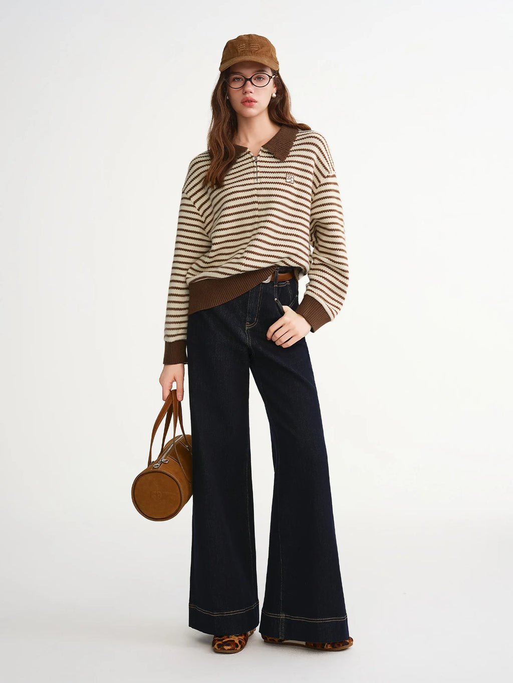 DUSHU Trendy Plus-Size Women's High-Waisted Wide-Leg Jeans Pants 2025 Winter  New Office Casual Stretchy Slimming Perfect Fit