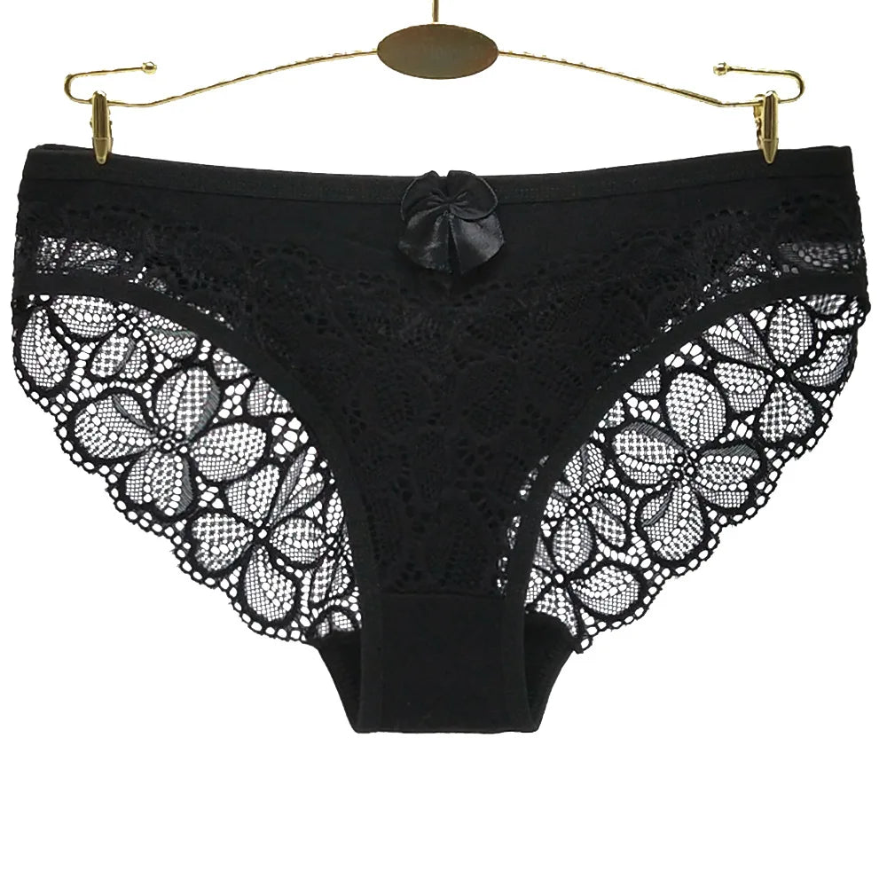 Women Panties Underwear Cotton Sexy Flower Lace Hollowed Low Rise Girls Briefs Ladies Knickers for Women 5 Pcs/lot
