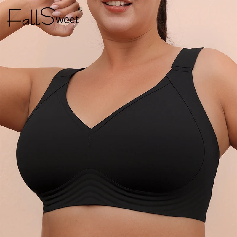 FallSweet Wireless Push Up Bra for Women Plus Size Thin Cup Sports Bras Breathable Comfortable Underwear Sexy Lingerie M-6XL