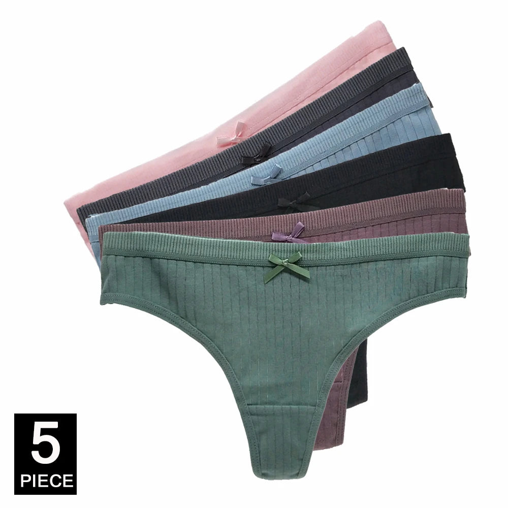 YOUREGINA Women Sexy Lace Thongs G-strings Cotton Underwear Panties Ladies Knickers Lingerie for Women 5 pcs/lot
