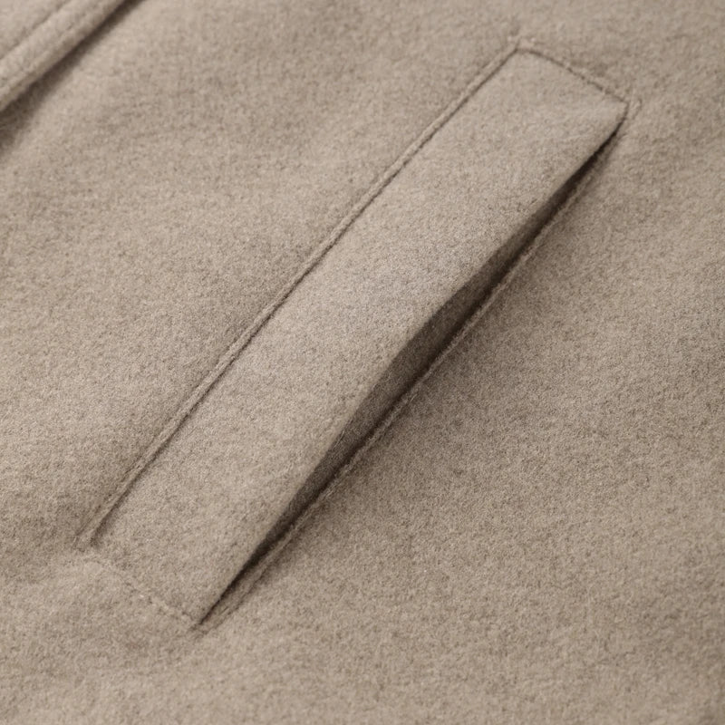 Elegant Stand Collar Long Woolen Coat Women Loose Full Sleeve Single Breast Warm Overcoat 2026 Spring Lady Outwear New