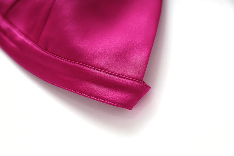 Smooth Satin Fabric Fusicha 3PCS Blazer Suit Fashion Elegant Street Mini Skirt Women Quality Clothing