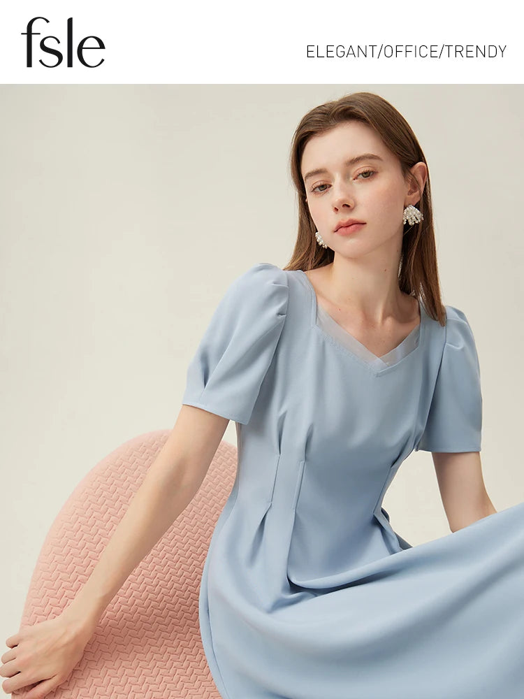 FSLE Swan Dress French Style High Waist Dress For Women 2024 Summer New Arrival Dress For Formal Occasions 24FS12193