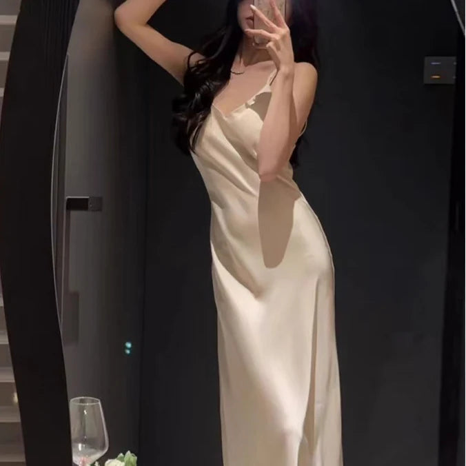 New Female 2PCS Long Robe Nightgown Sleepwear Set Backless Suspender Nightdress Lingerie Elegant SEXY Home Dress Loungewear