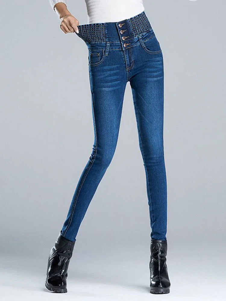 Skinny High Waist Pencil Jeans Women Oversize 40 Korean Casual Stretch Denim Pants Spring Fall Streetwear New Chic Vaqueros 2024