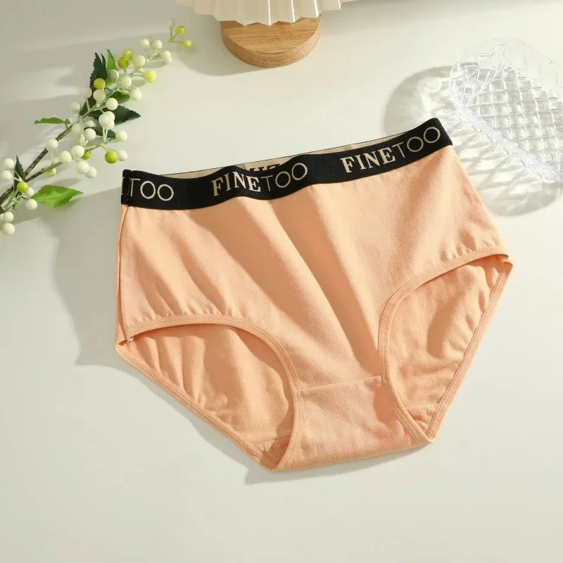 Finetoo 6Pcs/Set Women Cotton Seamless Briefs Women Plus Size Panties Breathable Underwear Female High Waist Soft Lingerie S-XXL