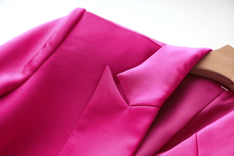Smooth Satin Fabric Fusicha 3PCS Blazer Suit Fashion Elegant Street Mini Skirt Women Quality Clothing