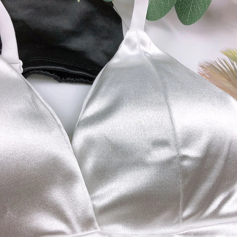 Ice Silk Women Top Bra Yoga Seamless Vest Bras Sexy Female Push Up Underwear Lingerie Sleep Top Padded Bralette