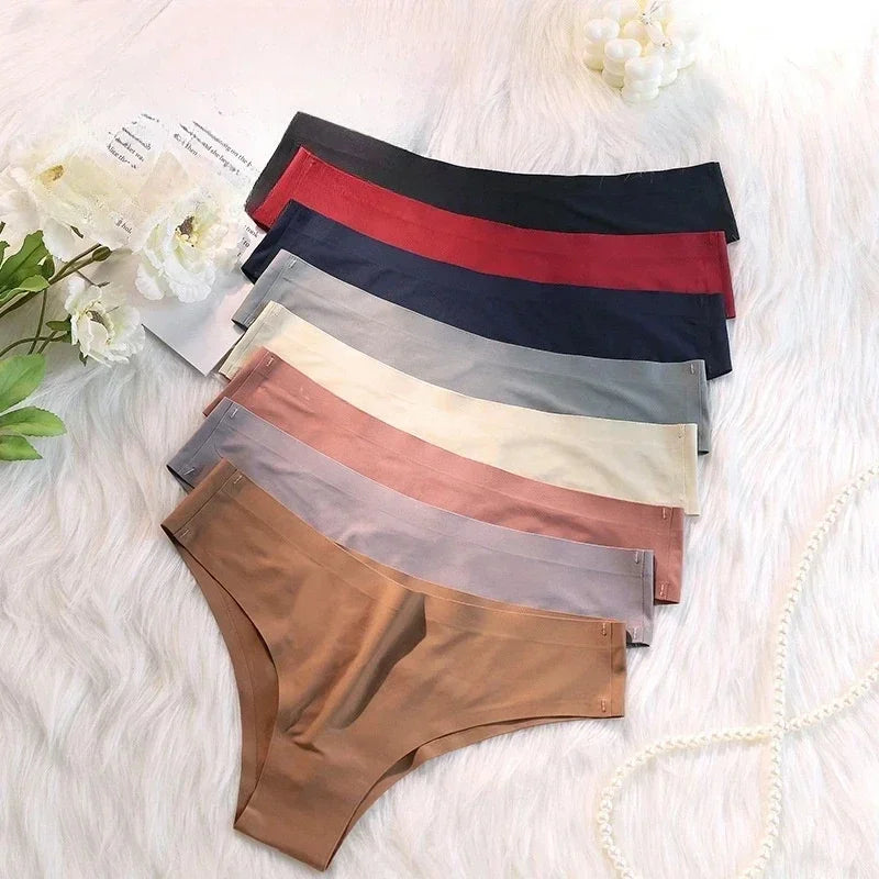 Seamless Panties Women Sexy Underwear Ice Silk Underpants Low Waist G-string Female Soft Solid Ultra-thin Briefs Трусы Женские