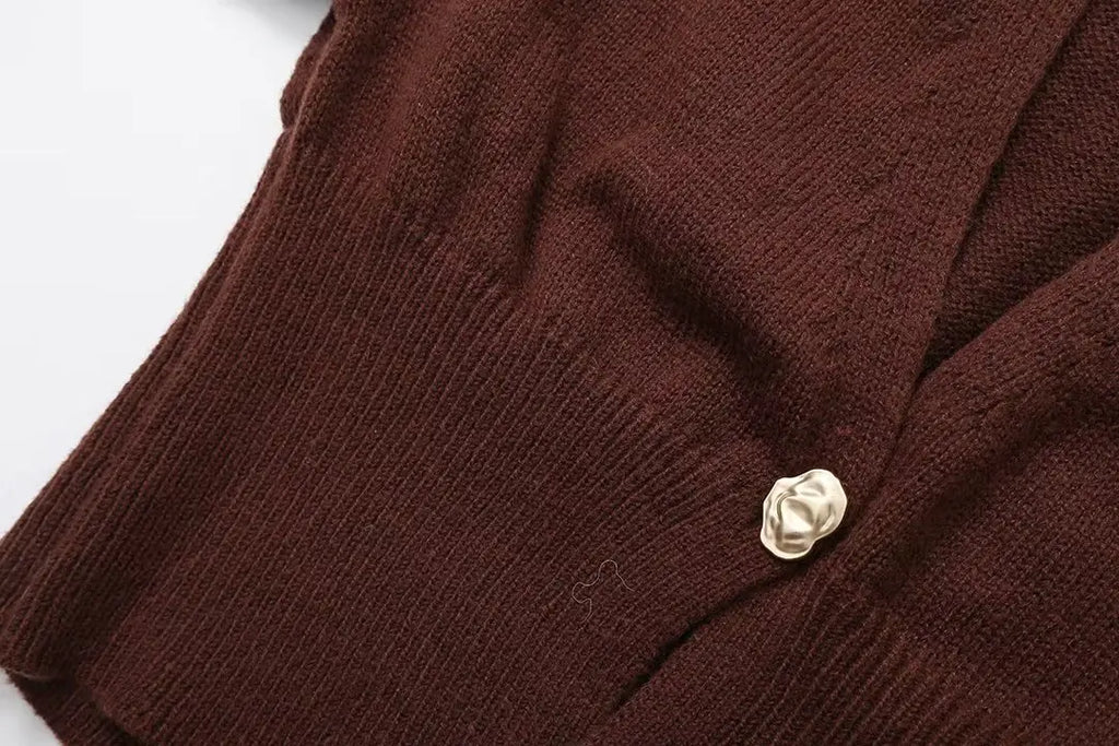 HH Woman Autumn Long Sleeves Slim Casual Sweater High Street Coat Women Solid Single Button Deep V-Neck Knitted Cardigan
