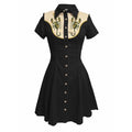 Flowers and Scorpions Printed Western Cowboy Dress for Women Sexy Girly Button-down Dress Short Sleeves 100% Cotton Summer Dress