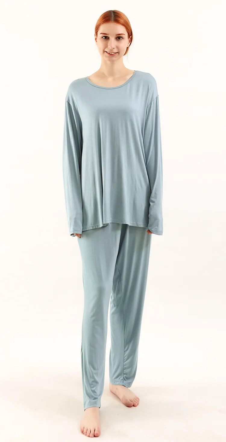 Novelty Loose Pajama Set 2pcs Bamboo Fiber Pyjama Set Women High Elasticity Sleepwear Nightwear Casual Home Clothes Pijama