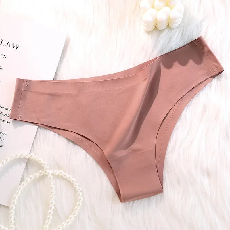 Seamless Panties Women Sexy Underwear Ice Silk Underpants Low Waist G-string Female Soft Solid Ultra-thin Briefs Трусы Женские