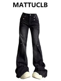 2025 Autumn Winter Women Goblin Core Dark Academia Low Rise Flared Denim Pants Bell Bottom Y2k Baggy Bootcut Jeans Kpop 2000s