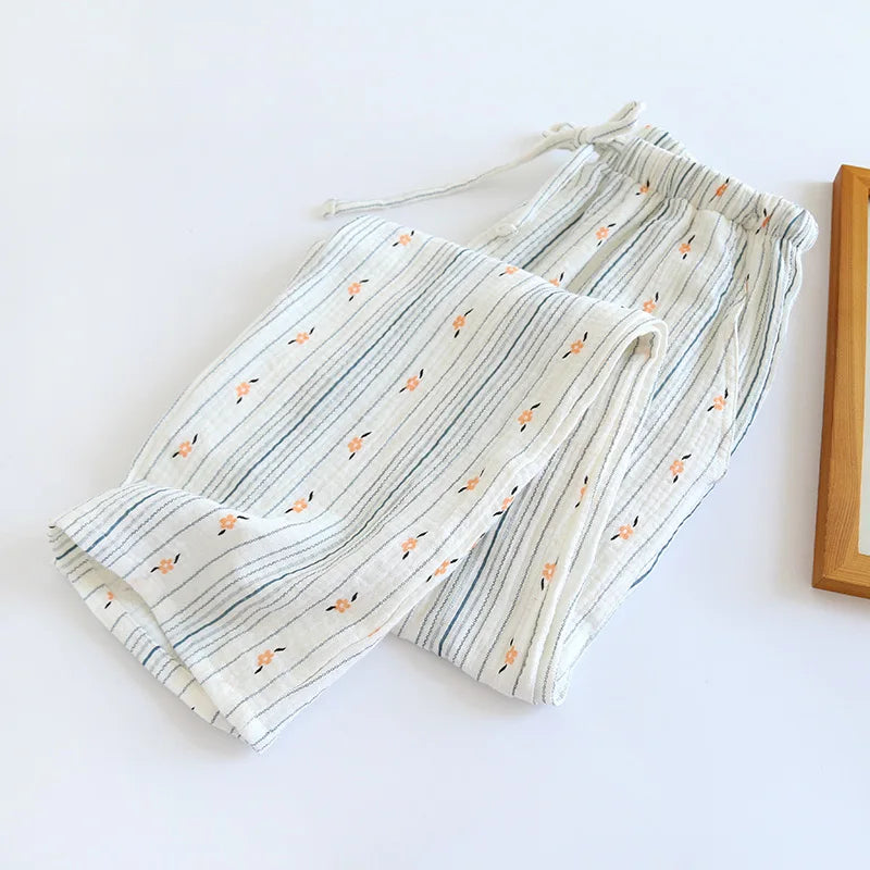 100% Cotton Gauze Women Pajamas 2025 New Spring/Autumn Sleepwear Female 2 Piece Set Nightwear Lady Pyjamas Loungewear