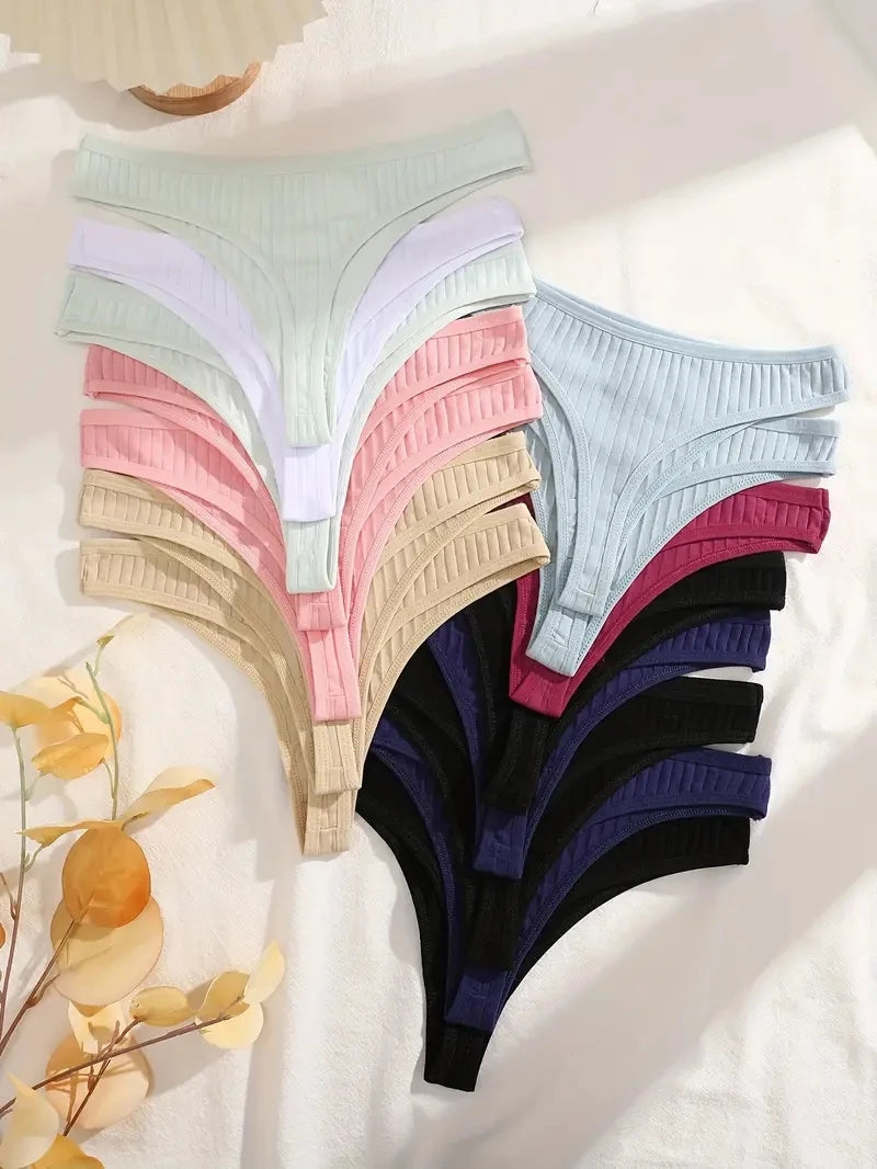 15Pcs/Set Women Cotton G-Strings Panties Female New Color Low Rise Thongs Ladies Sexy Bikini Girl Soft M-XL Intimates Lingerie