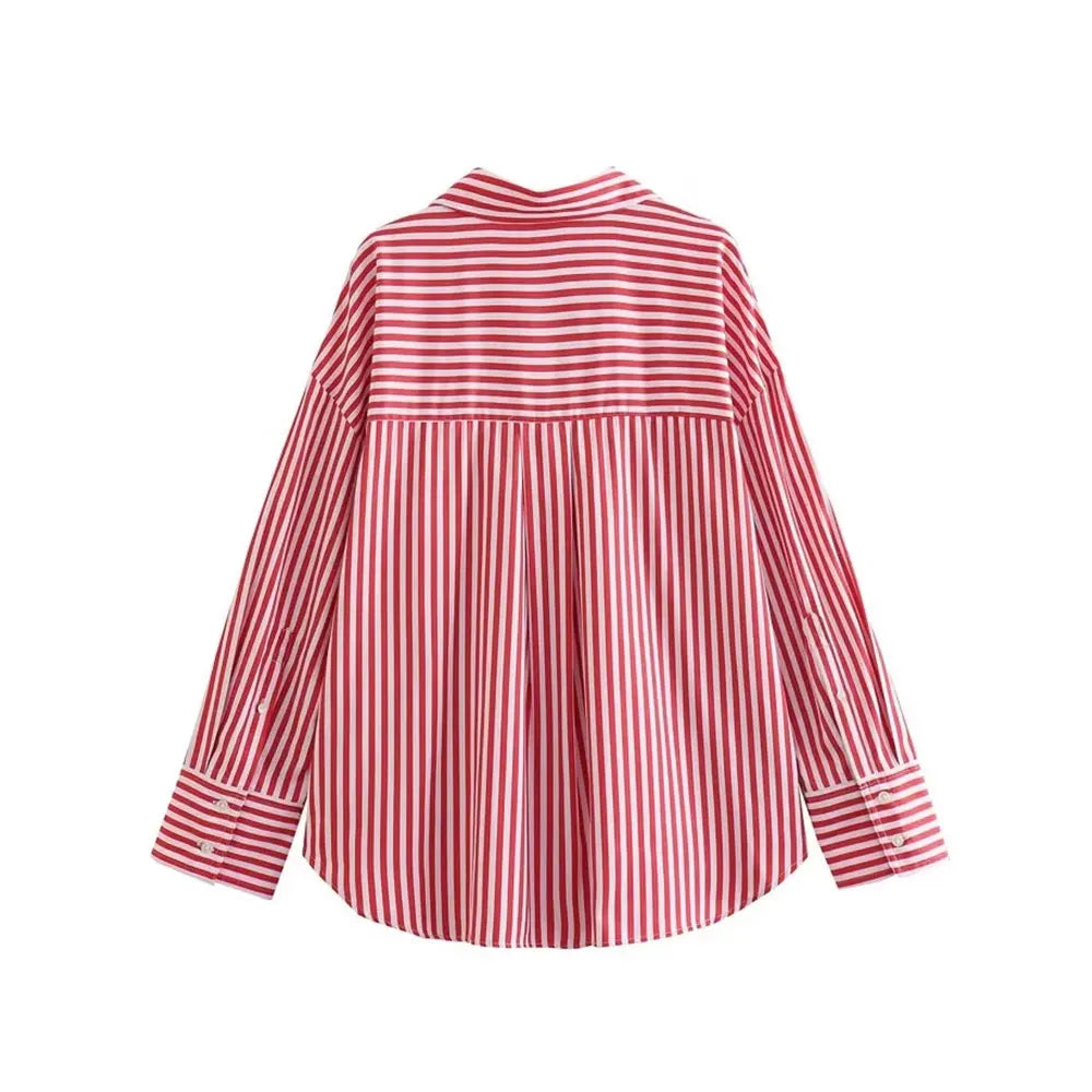 Oversized Poplin Shirts for Women, Long Sleeve, Button-up, Loose Female Blouses, Chic Tops, Fashion