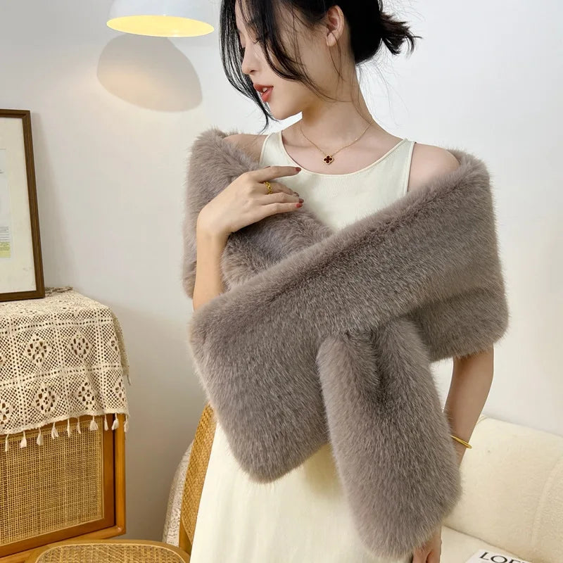Imitation fur fox fur cheongsam shawl fur collar cape stage dinner shawl wedding dress party scarf women's jacket