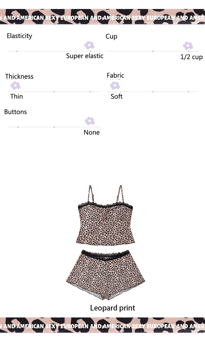 Logirlve Sexy Lace Patchwork Camisoles Backless Retro Leopard Print Halter Top Women's Summer New Sleeveless Outerwear Set