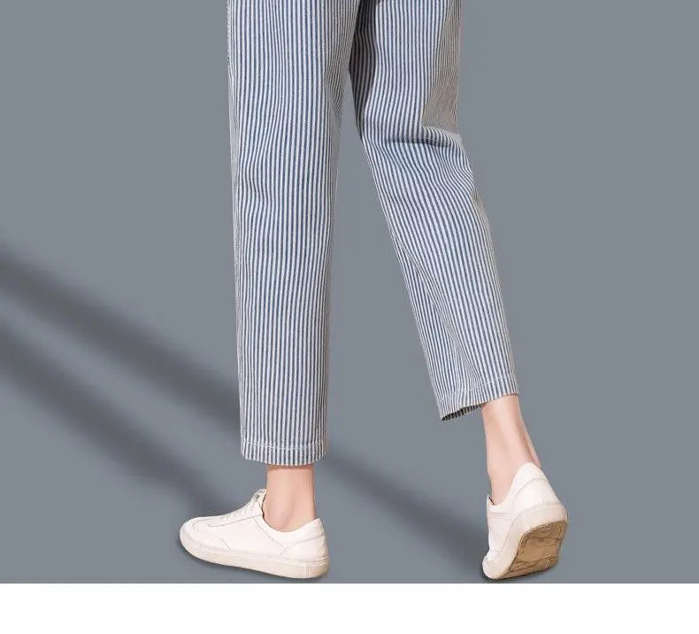 Striped Jeans Women's New Style Spring and Autumn Korean Style Women's Pants Straight Loose Trousers Wide-leg Pants for Women
