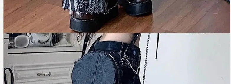 American Subculture Printed Dragon Pattern Raw Edge Slightly Flared Jeans Women's Personalized Low-waisted Slim Fit Flared Pants