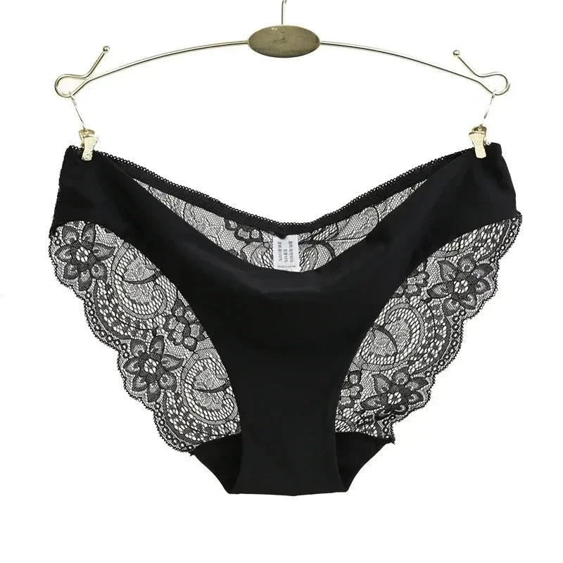 Women's Invisible Underwear Spandex Crotch Intimate Women Sexy Lace Black Floral Panties Seamless Panty