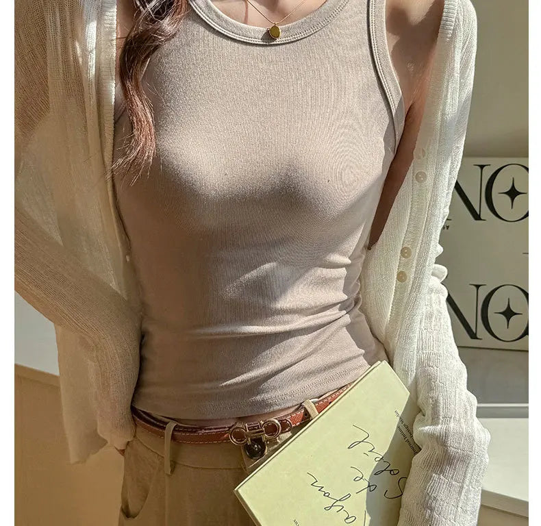BIVIGAOS Summer New Hot Girl Tight Fitting Vest Women's Modal High Elastic Sexy Tank Top Casual Fashion Vest Sleeveless T Shirt