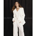 Luxury White Women's Suits 3 Piece Jacket Pants Vest Single Breasted Female Clothing Smart Office Lady Slim Fit Blazers Sets