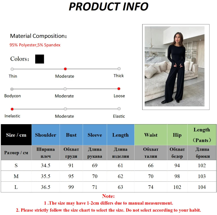 Blubelle Black Long Sleeved Pajamas Set Women's Knitted Pants Pajamas Comfortable Casual Female Home Clothes Set  Spring New
