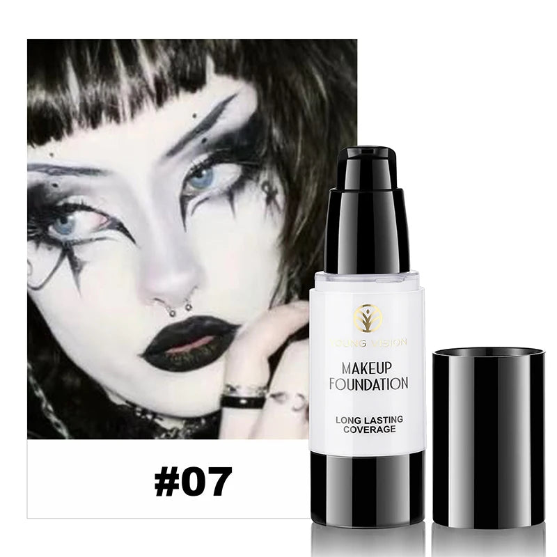 Pure White Liquid Foundation Long-lasting Waterproof Concealer Face Makeup Foundation for COS Stage Christmas Carnival Makeup