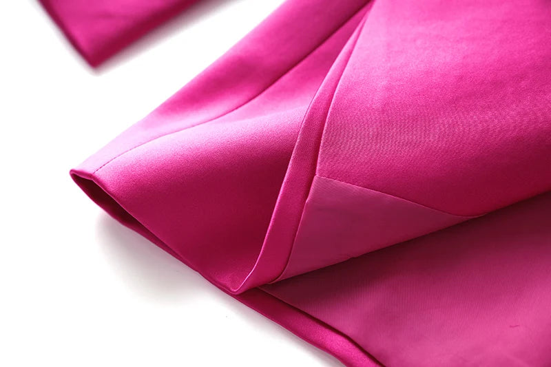 Smooth Satin Fabric Fusicha 3PCS Blazer Suit Fashion Elegant Street Mini Skirt Women Quality Clothing
