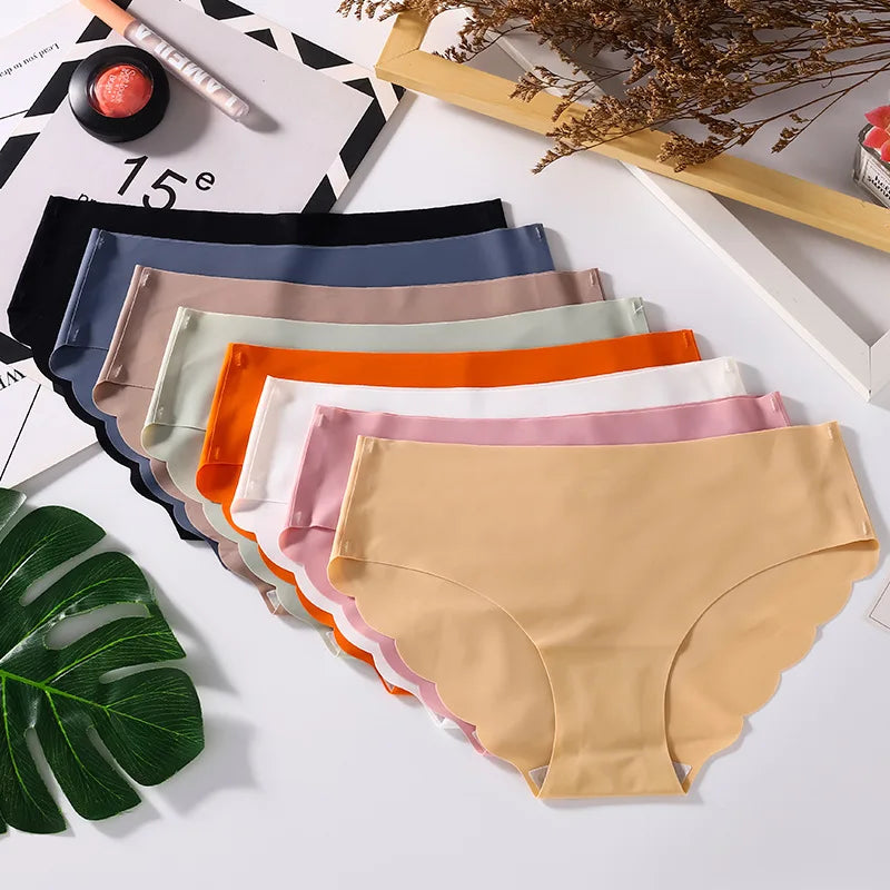 3PCS/Set Seamless Silk Women's Panties Briefs Women Underwear Female Underpants Comfortable Silk Panty Sexy Woman Lingerie M-XL