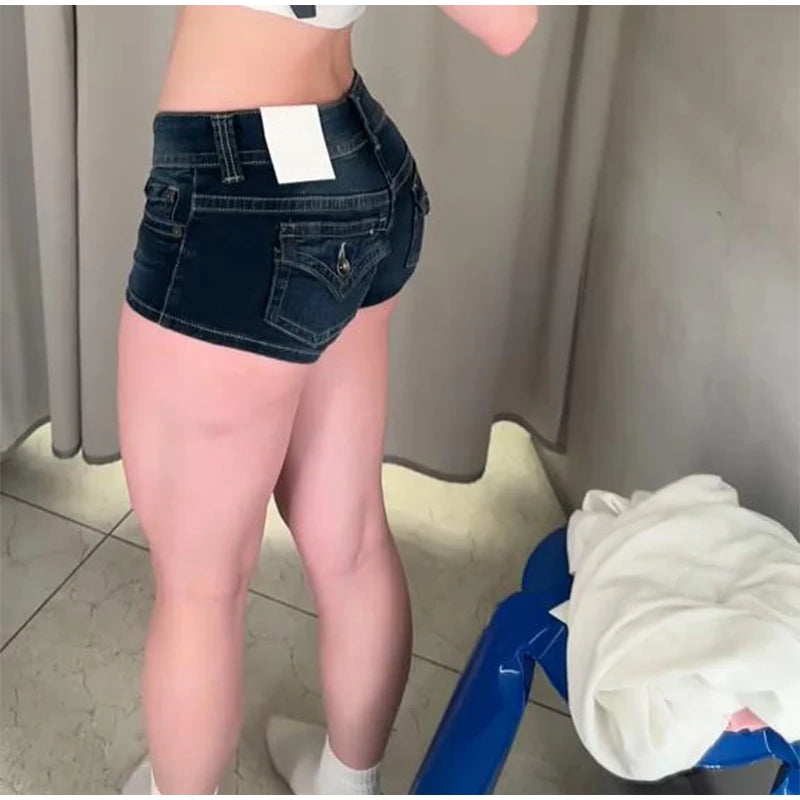 Summer Sexy Woman Denim Mini Pants Slim Low Waist Pockets Straight Short Jeans 2026 New Fashion High Street Women's Trousers