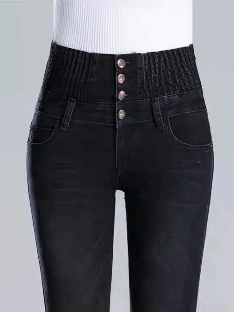 Skinny High Waist Pencil Jeans Women Oversize 40 Korean Casual Stretch Denim Pants Spring Fall Streetwear New Chic Vaqueros 2024