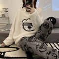 Thickened Warm Flannel Large Size Women Pajamas Set Long-Sleeved Autumn and Winter Warm Cartoon Bear Coral Velvet Sleepwear