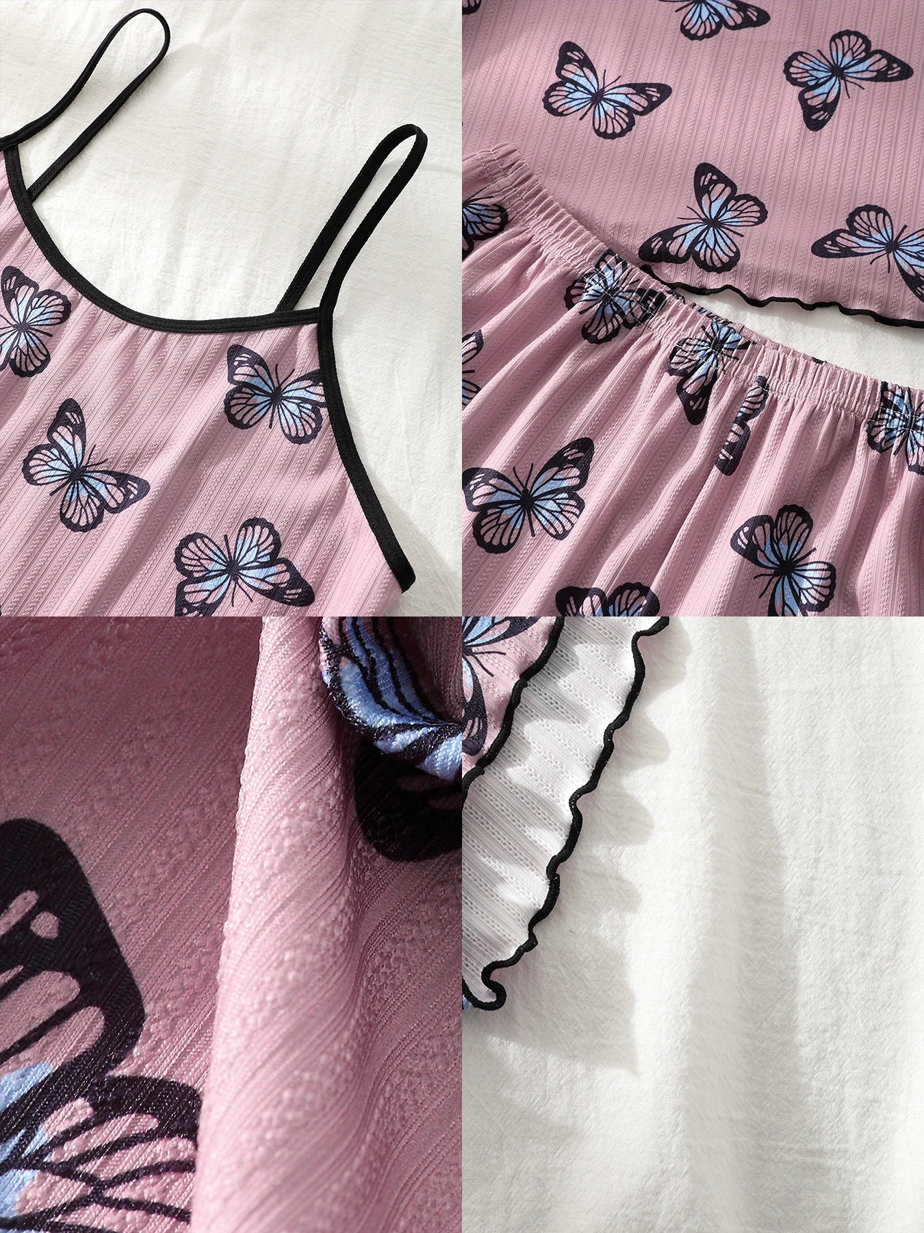 1 Set Women Home Wear Print Cami Top And Shorts Pajama Set