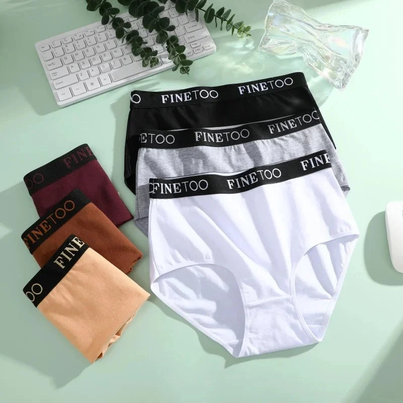 Finetoo 6Pcs/Set Women Cotton Seamless Briefs Women Plus Size Panties Breathable Underwear Female High Waist Soft Lingerie S-XXL
