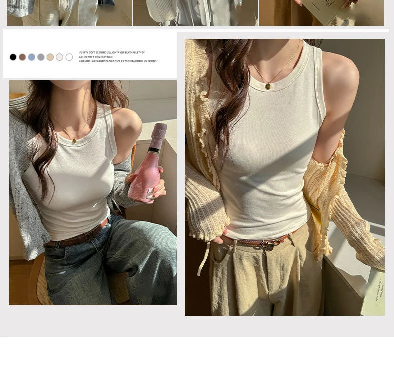 BIVIGAOS Summer New Hot Girl Tight Fitting Vest Women's Modal High Elastic Sexy Tank Top Casual Fashion Vest Sleeveless T Shirt