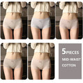 5Pcs Women's Cotton Panties Breathable Lingerie Cute Young Girls Briefs Sexy Underpants Mid Waist Solid Panty Female Underwear