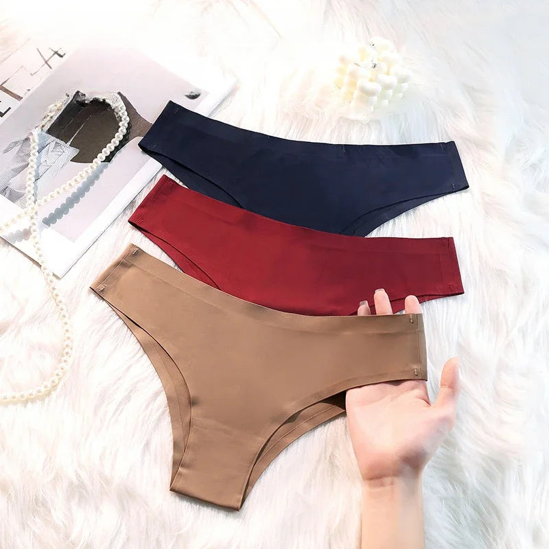 Seamless Panties Women Sexy Underwear Ice Silk Underpants Low Waist G-string Female Soft Solid Ultra-thin Briefs Трусы Женские