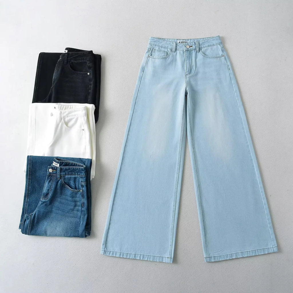 Women's Denim Pants Baggy Jeans Y2k Vintage Flared Wide New Low Waist Rise Oversize Pant Harajuku Fashion Woman Trousers