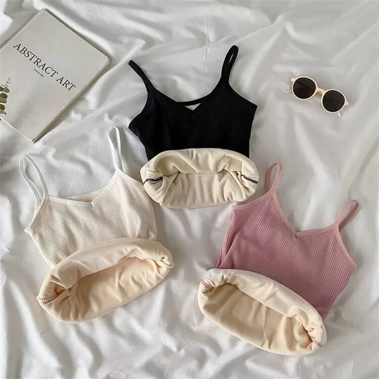 2PCS Women Winter Warm Underwear T-shirt Set Solid Color Thermal Casual Nightwear Sexy Elasticity Thin  Velvet Sleeveless Tops