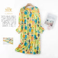 Knitted Cotton Women Plus Size Lingere Nightgown Loose Nightdress Long Sleeve Night Gown Cute Cartoon Home Dress Sexy Sleepwear